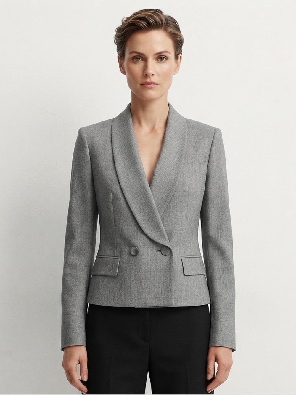 Bcbgmaxazria Gray Tailored Runway Blazer Double Breasted Size S